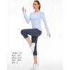 imageStelle Women Workout Shirts Seamless Long Sleeve Yoga Tops with Thumb Holes for Sports Running Breathable Athletic Slim FitBlue
