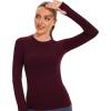 imageStelle Women Workout Shirts Seamless Long Sleeve Yoga Tops with Thumb Holes for Sports Running Breathable Athletic Slim FitBurgundy