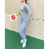 imageStelle Women Workout Shirts Seamless Long Sleeve Yoga Tops with Thumb Holes for Sports Running Breathable Athletic Slim FitGrey
