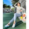 imageStelle Women Workout Shirts Seamless Long Sleeve Yoga Tops with Thumb Holes for Sports Running Breathable Athletic Slim FitGrey