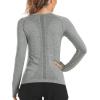 imageStelle Women Workout Shirts Seamless Long Sleeve Yoga Tops with Thumb Holes for Sports Running Breathable Athletic Slim FitGrey