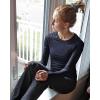 imageStelle Women Workout Shirts Seamless Long Sleeve Yoga Tops with Thumb Holes for Sports Running Breathable Athletic Slim FitNavy
