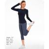 imageStelle Women Workout Shirts Seamless Long Sleeve Yoga Tops with Thumb Holes for Sports Running Breathable Athletic Slim FitNavy