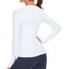 imageStelle Women Workout Shirts Seamless Long Sleeve Yoga Tops with Thumb Holes for Sports Running Breathable Athletic Slim FitWhite