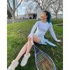 imageStelle Women Workout Shirts Seamless Long Sleeve Yoga Tops with Thumb Holes for Sports Running Breathable Athletic Slim FitWhite