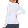 imageStelle Women Workout Shirts Seamless Long Sleeve Yoga Tops with Thumb Holes for Sports Running Breathable Athletic Slim FitWhitewithout Thumb Hole