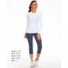 imageStelle Women Workout Shirts Seamless Long Sleeve Yoga Tops with Thumb Holes for Sports Running Breathable Athletic Slim FitWhitewithout Thumb Hole