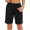 imageStelle Womens 7quot10quot Cotton Bermuda Shorts Knee Length Comfy Lounge Athletic Sweat Shorts with Deep Pockets7 Black