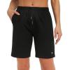 imageStelle Womens 7quot10quot Cotton Bermuda Shorts Knee Length Comfy Lounge Athletic Sweat Shorts with Deep Pockets7 Black