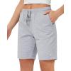 imageStelle Womens 7quot10quot Cotton Bermuda Shorts Knee Length Comfy Lounge Athletic Sweat Shorts with Deep Pockets7 Lightgrey