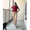 imageStelle Womens Cotton TShirts Crewneck Short Sleeve Basic Tees Summer Casual Solid Crop TopsBurgundy