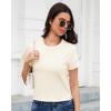 imageStelle Womens Cotton TShirts Crewneck Short Sleeve Basic Tees Summer Casual Solid Crop TopsCreme
