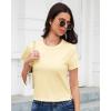 imageStelle Womens Cotton TShirts Crewneck Short Sleeve Basic Tees Summer Casual Solid Crop TopsVanilla