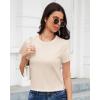 imageStelle Womens Cotton TShirts Crewneck Short Sleeve Basic Tees Summer Casual Solid Crop TopsWhite Beige