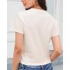 imageStelle Womens Cotton TShirts Crewneck Short Sleeve Basic Tees Summer Casual Solid Crop TopsWhite Beige