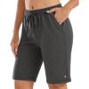 imageStelle Womens 7quot10quot Cotton Bermuda Shorts Knee Length Comfy Lounge Athletic Sweat Shorts with Deep Pockets10 Charcoal