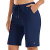 imageStelle Womens 7quot10quot Cotton Bermuda Shorts Knee Length Comfy Lounge Athletic Sweat Shorts with Deep Pockets10 Navy
