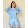 imageStelle Cropped Sweatshirts for Women Cotton Long Sleeve Crop Tops Crewneck Pullover Oversized SweaterBaby Blue