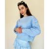 imageStelle Cropped Sweatshirts for Women Cotton Long Sleeve Crop Tops Crewneck Pullover Oversized SweaterBaby Blue