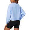 imageStelle Cropped Sweatshirts for Women Cotton Long Sleeve Crop Tops Crewneck Pullover Oversized SweaterBaby Blue