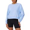 imageStelle Cropped Sweatshirts for Women Cotton Long Sleeve Crop Tops Crewneck Pullover Oversized SweaterBaby Blue
