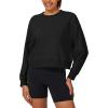 imageStelle Cropped Sweatshirts for Women Cotton Long Sleeve Crop Tops Crewneck Pullover Oversized SweaterBlack