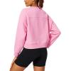imageStelle Cropped Sweatshirts for Women Cotton Long Sleeve Crop Tops Crewneck Pullover Oversized SweaterBubblegum