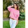 imageStelle Cropped Sweatshirts for Women Cotton Long Sleeve Crop Tops Crewneck Pullover Oversized SweaterBubblegum