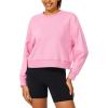 imageStelle Cropped Sweatshirts for Women Cotton Long Sleeve Crop Tops Crewneck Pullover Oversized SweaterBubblegum