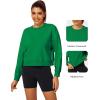 imageStelle Cropped Sweatshirts for Women Cotton Long Sleeve Crop Tops Crewneck Pullover Oversized SweaterKelly Green
