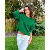 imageStelle Cropped Sweatshirts for Women Cotton Long Sleeve Crop Tops Crewneck Pullover Oversized SweaterKelly Green