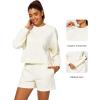 imageStelle Cropped Sweatshirts for Women Cotton Long Sleeve Crop Tops Crewneck Pullover Oversized SweaterOffwhite