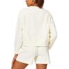 imageStelle Cropped Sweatshirts for Women Cotton Long Sleeve Crop Tops Crewneck Pullover Oversized SweaterOffwhite