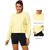 imageStelle Cropped Sweatshirts for Women Cotton Long Sleeve Crop Tops Crewneck Pullover Oversized SweaterPina Colada
