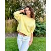 imageStelle Cropped Sweatshirts for Women Cotton Long Sleeve Crop Tops Crewneck Pullover Oversized SweaterPina Colada