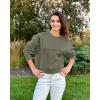 imageStelle Cropped Sweatshirts for Women Cotton Long Sleeve Crop Tops Crewneck Pullover Oversized SweaterUtility Green