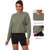 imageStelle Cropped Sweatshirts for Women Cotton Long Sleeve Crop Tops Crewneck Pullover Oversized SweaterUtility Green