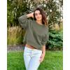 imageStelle Cropped Sweatshirts for Women Cotton Long Sleeve Crop Tops Crewneck Pullover Oversized SweaterUtility Green