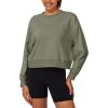 imageStelle Cropped Sweatshirts for Women Cotton Long Sleeve Crop Tops Crewneck Pullover Oversized SweaterUtility Green