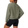 imageStelle Cropped Sweatshirts for Women Cotton Long Sleeve Crop Tops Crewneck Pullover Oversized SweaterUtility Green