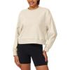 imageStelle Cropped Sweatshirts for Women Cotton Long Sleeve Crop Tops Crewneck Pullover Oversized SweaterWhite Beige