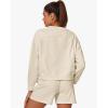 imageStelle Cropped Sweatshirts for Women Cotton Long Sleeve Crop Tops Crewneck Pullover Oversized SweaterWhite Beige