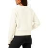 imageStelle Cropped Sweatshirts for Women Cotton Raglan Sleeve Crop Tops Crewneck Pullover Sweat ShirtsAoff White