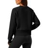 imageStelle Cropped Sweatshirts for Women Cotton Raglan Sleeve Crop Tops Crewneck Pullover Sweat ShirtsBlack
