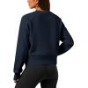 imageStelle Cropped Sweatshirts for Women Cotton Raglan Sleeve Crop Tops Crewneck Pullover Sweat ShirtsNavy