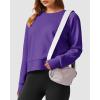 imageStelle Cropped Sweatshirts for Women Cotton Raglan Sleeve Crop Tops Crewneck Pullover Sweat ShirtsPurple