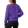 imageStelle Cropped Sweatshirts for Women Cotton Raglan Sleeve Crop Tops Crewneck Pullover Sweat ShirtsPurple