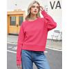 imageStelle Cropped Sweatshirts for Women Cotton Raglan Sleeve Crop Tops Crewneck Pullover Sweat ShirtsWatermelon Sugar