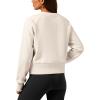 imageStelle Cropped Sweatshirts for Women Cotton Raglan Sleeve Crop Tops Crewneck Pullover Sweat ShirtsWhite Beige