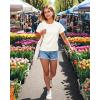 imageStelle Women T Shirts Crew Neck Short Sleeve Shirts Soft Summer Classic Fit TeesCreme